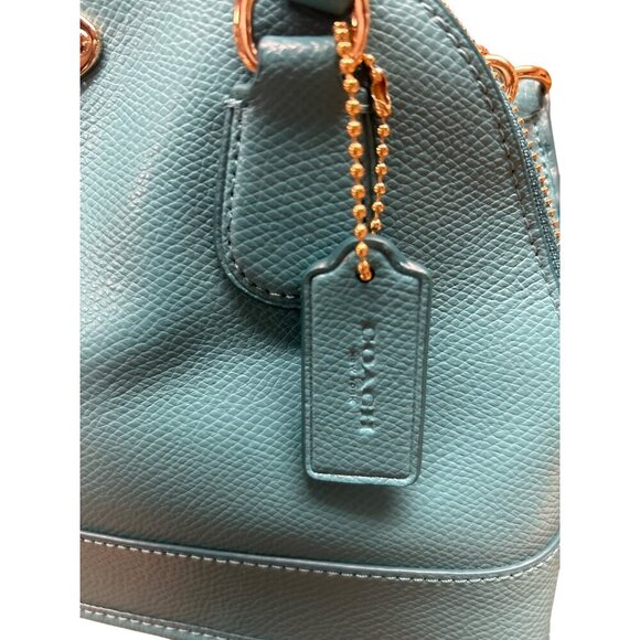 Coach Mini Turquoise Leather Crossbody Bag With Adjustable Strap & Zip Closure - Picture 7 of 11